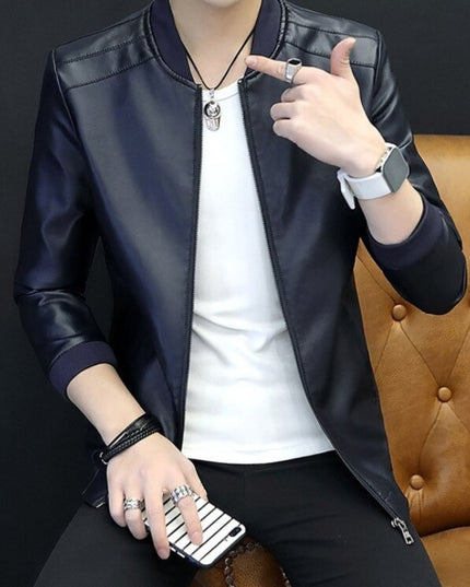 Męska kurtka przejściowa klasyczna z eko skóry