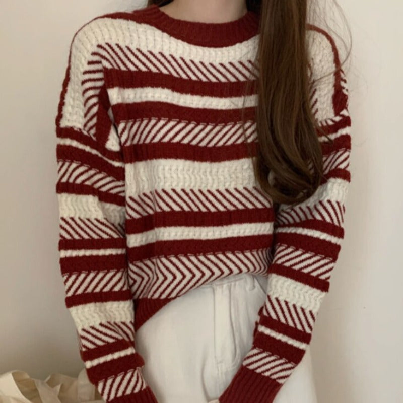 Damski sweter dziergany dwukolorowy
