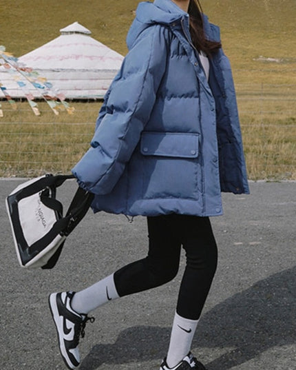 Damska kurtka zimowa oversize z kapturem