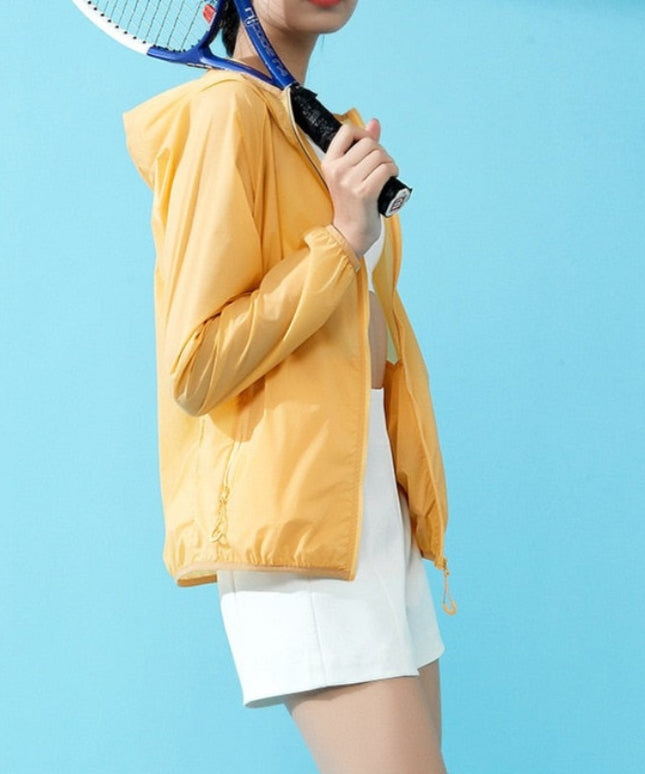 Damska kurtka przejściowa przeciwdeszczowa cienka z kapturem