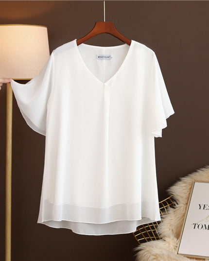 Damski T-shirt elegancki ze zwiewnego materiału