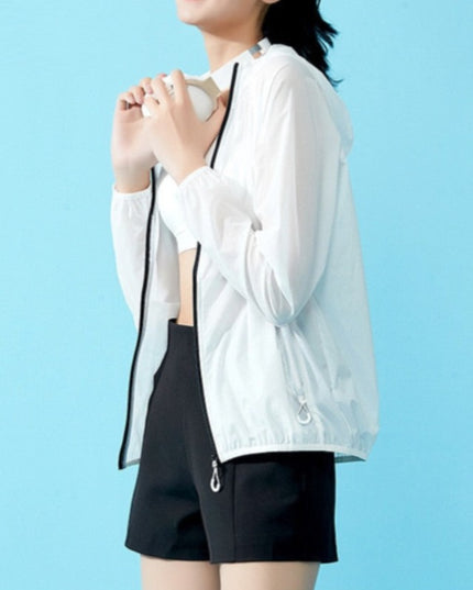 Damska kurtka przejściowa przeciwdeszczowa cienka z kapturem