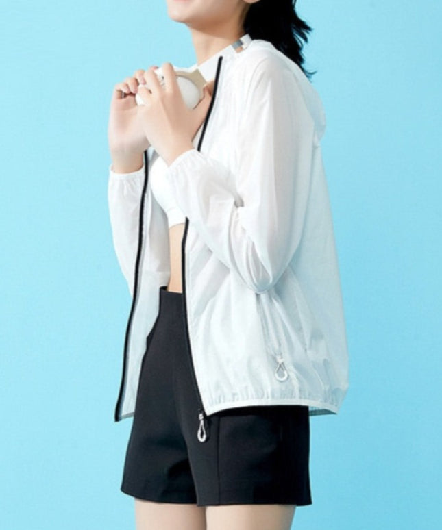 Damska kurtka przejściowa przeciwdeszczowa cienka z kapturem