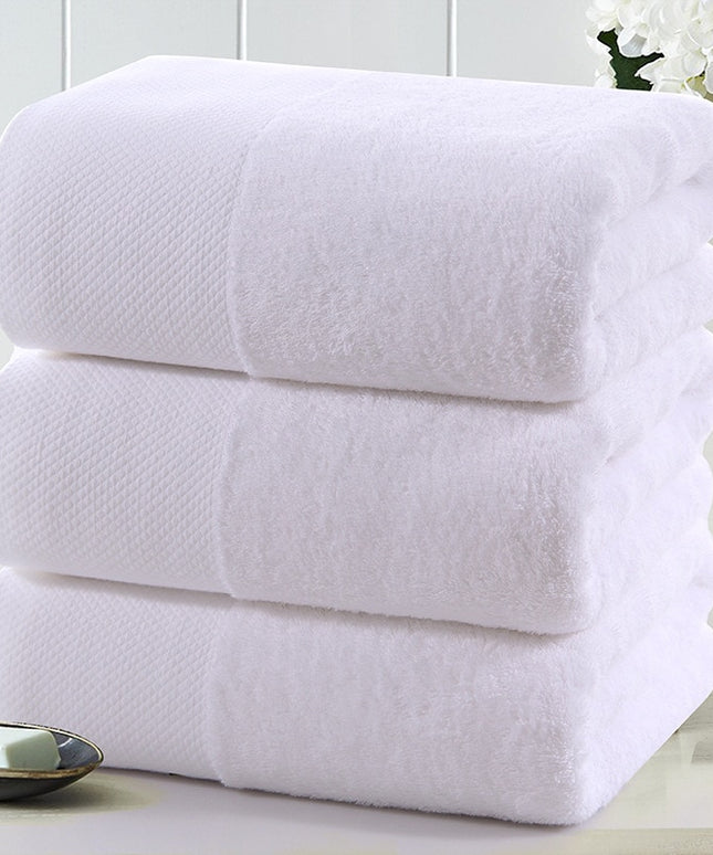 Ręcznik saunowy bawełniany biały z wykończeniem