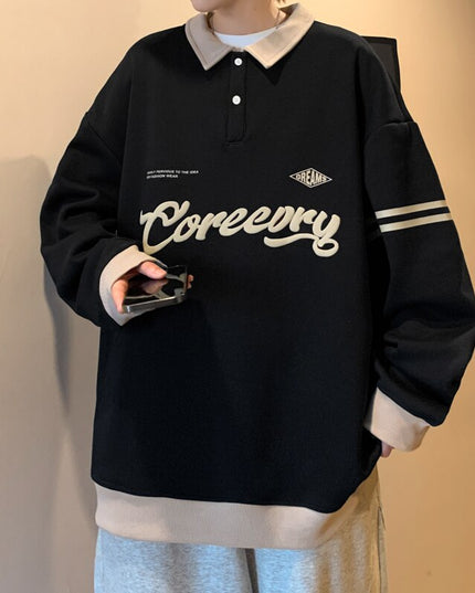 Męska bluza z kołnierzykiem a amerykańskim stylu