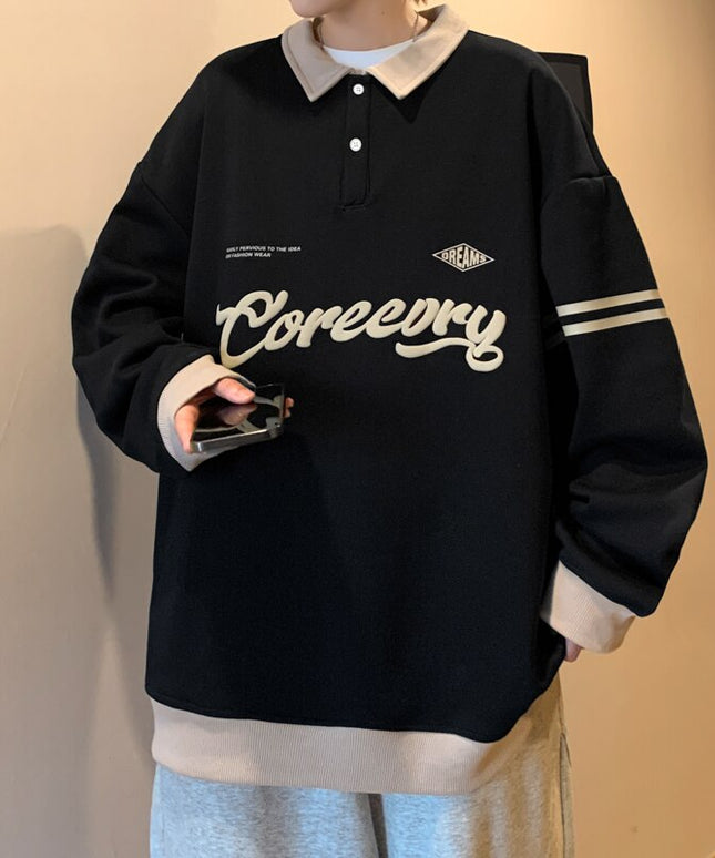 Męska bluza z kołnierzykiem a amerykańskim stylu