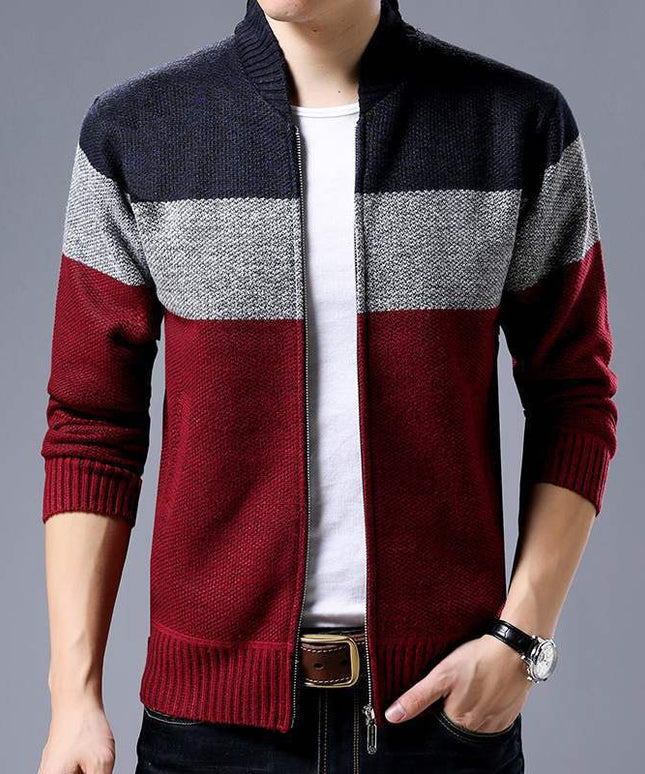 Męski sweter rozpinany trzykolorowy
