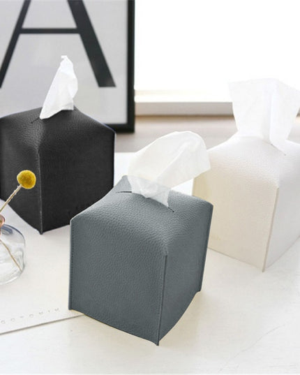 Pudełko na chusteczki skórzane kwadratowe