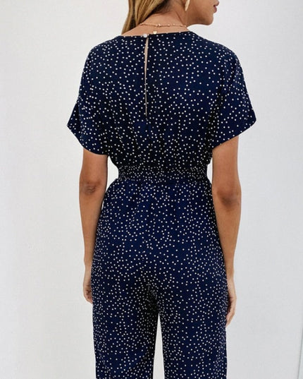 Damski kombinezon w kropki z nogawkami 7/8
