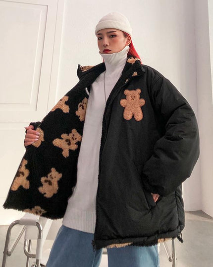 Damska kurtka zimowa dwustronna w misie