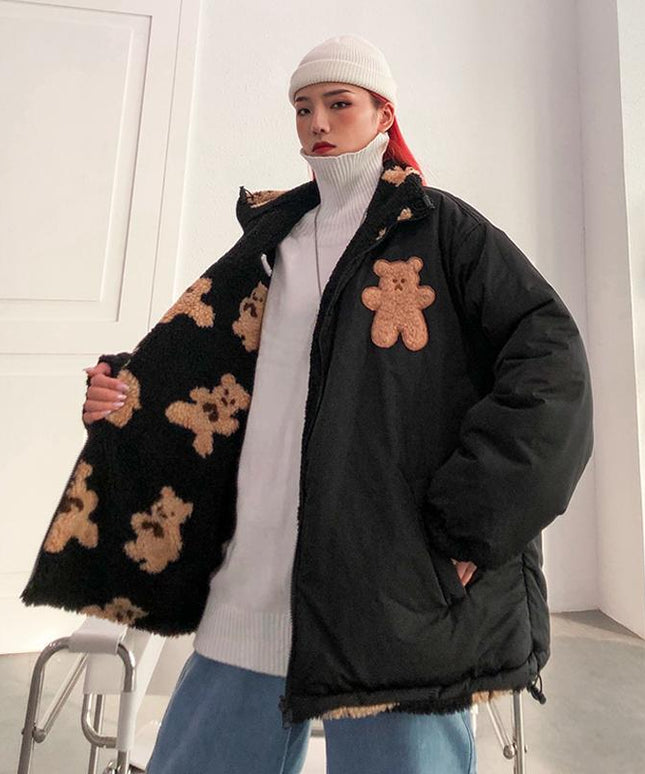 Damska kurtka zimowa dwustronna w misie