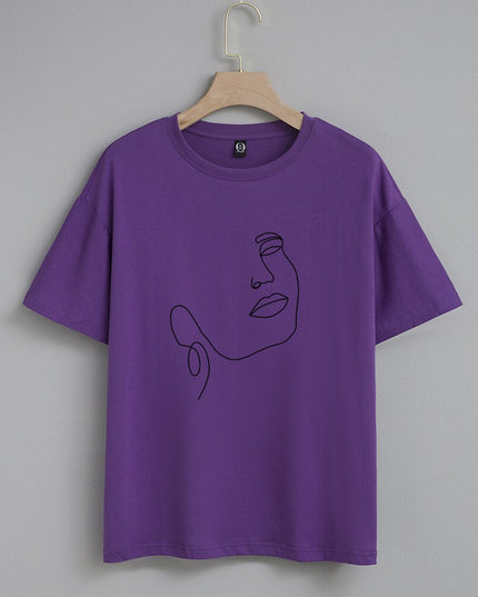 Damski T-shirt z nadrukiem z minimalistycznym motywem