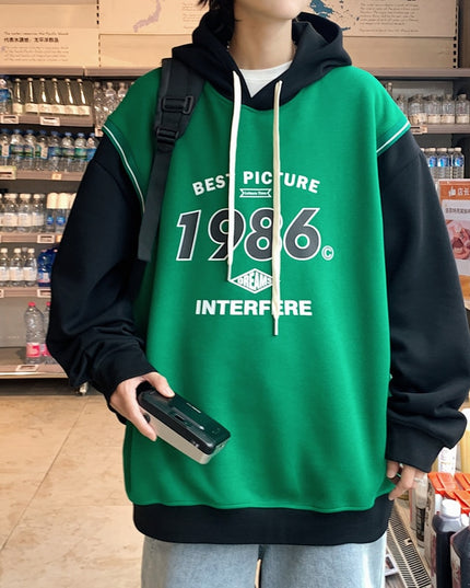 Męska bluza oversize z kapturem i nadrukiem