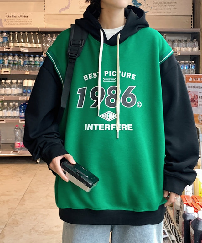 Męska bluza oversize z kapturem i nadrukiem