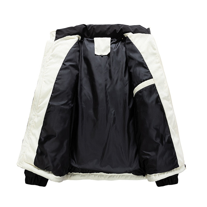 Męska kurtka zimowa puchowa z kontrastowymi kolorami