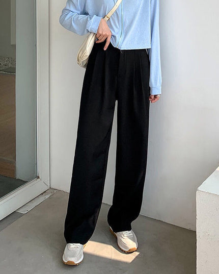 Damskie spodnie chinosy z rozszerzanymi nogawkami i marszczeniem