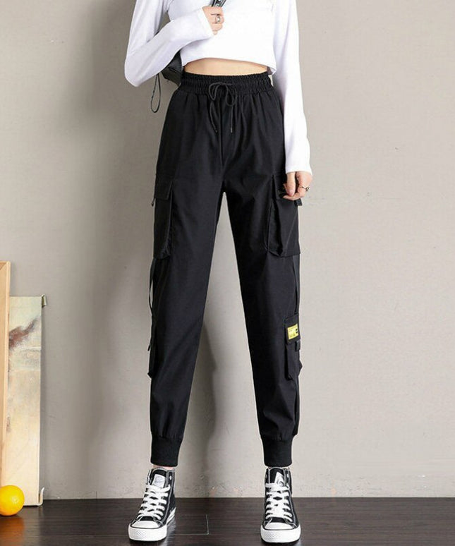 Damskie spodnie cargo z lamówką