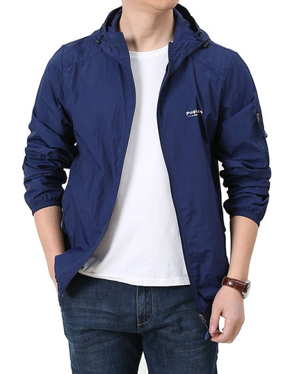 Męska kurtka przejściowa przeciwdeszczowa z kapturem