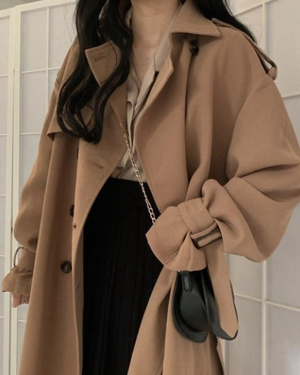Damski płaszcz długi dwurzędowy oversize