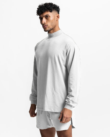 Męska koszulka z długim rękawem z półgolfem o luźnym kroju