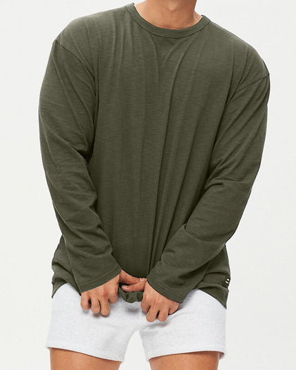 Męska koszulka z długim rękawem z okrągłym dekoltem