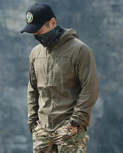 Męska kurtka przejściowa wiatrówka z kapturem