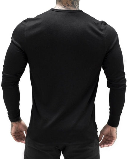 Męska koszulka z długim rękawem dopasowana z guzikami