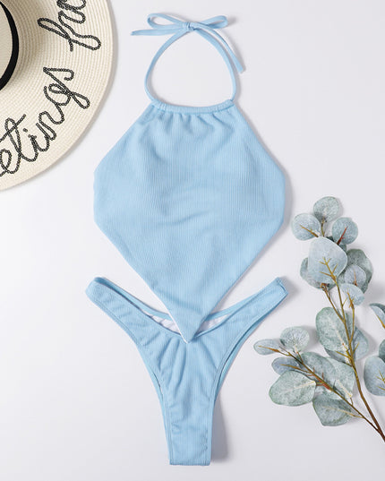 Damski dwuczęściowy strój kąpielowy bikini błękitne