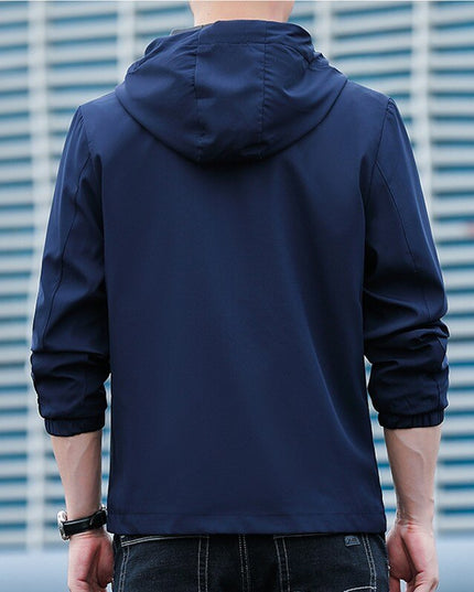 Męska kurtka przejściowa wiatrówka z kapturem