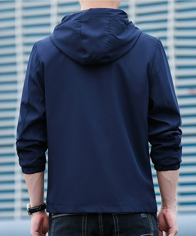 Męska kurtka przejściowa wiatrówka z kapturem