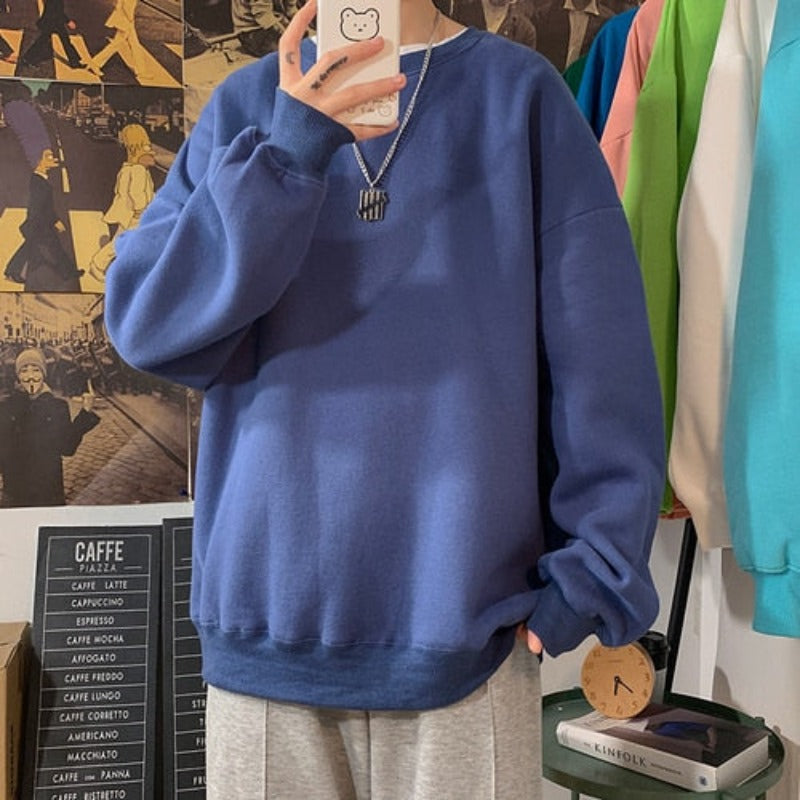 Męska bluza oversize bez kaptura w pastelowych kolorach