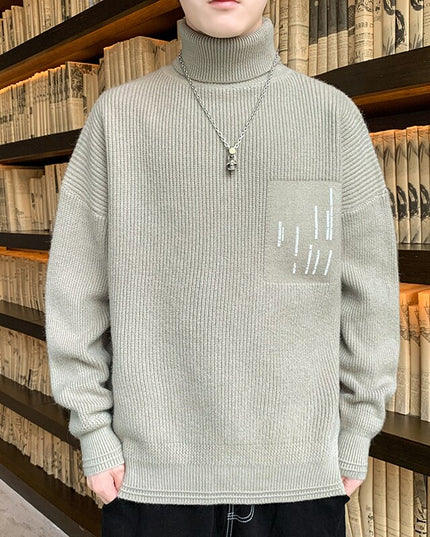 Męski sweter prążkowany typu golf