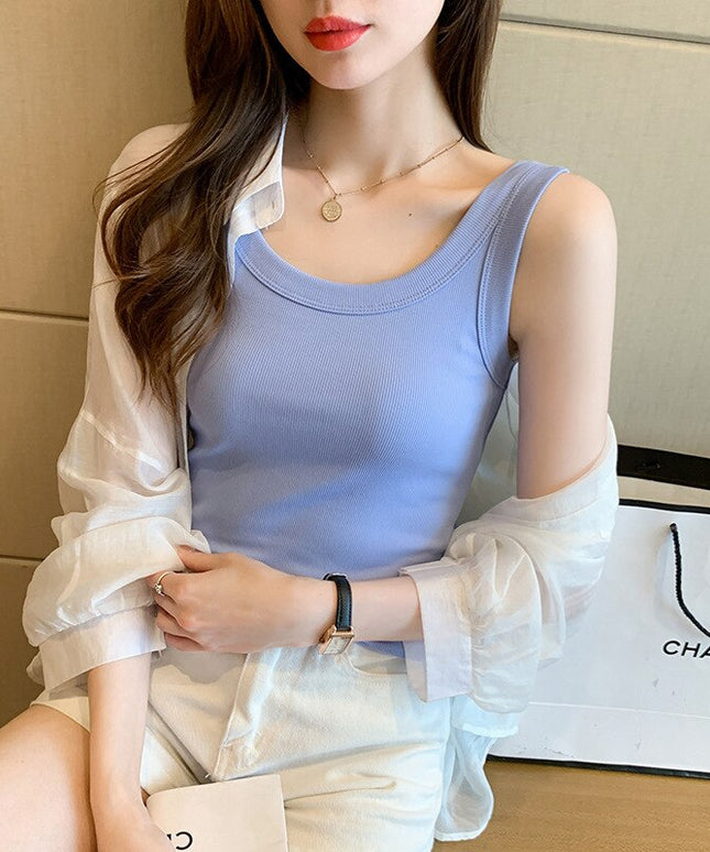 Damski top klasyczny na ramiączkach w prążki