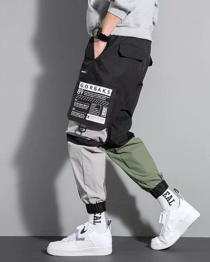 Męskie spodnie bojówki trzykolorowe