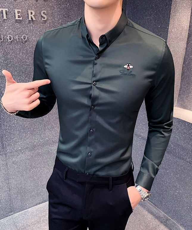 Męska koszula gładka o dopasowanym kroju