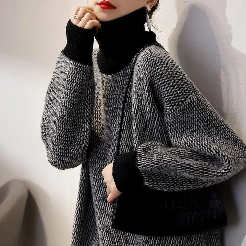 Damski sweter z golfem o kroju oversize