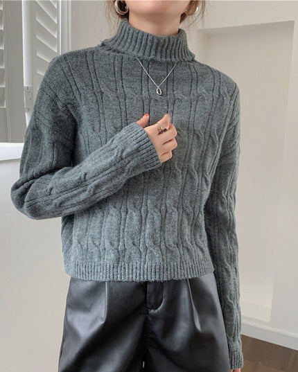 Damski sweter teksturowany z golfem