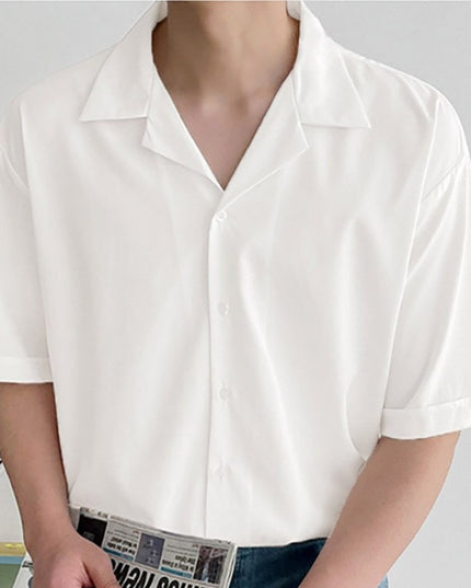 Męska koszula letnia jednolita z gładkiego materiału