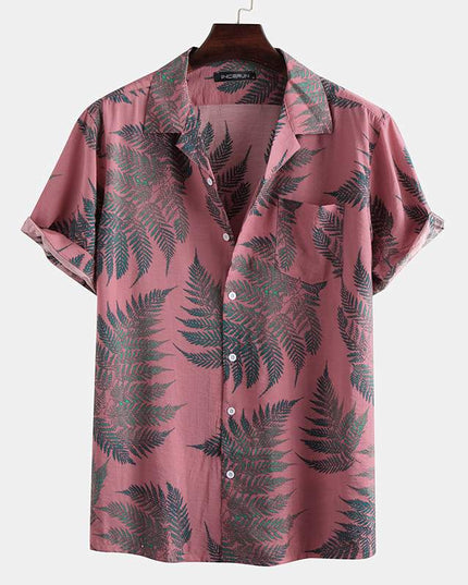 Męska koszula letnia z motywem egzotycznych liści