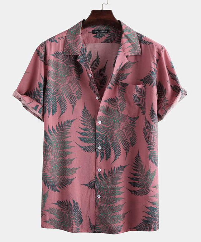 Męska koszula letnia z motywem egzotycznych liści