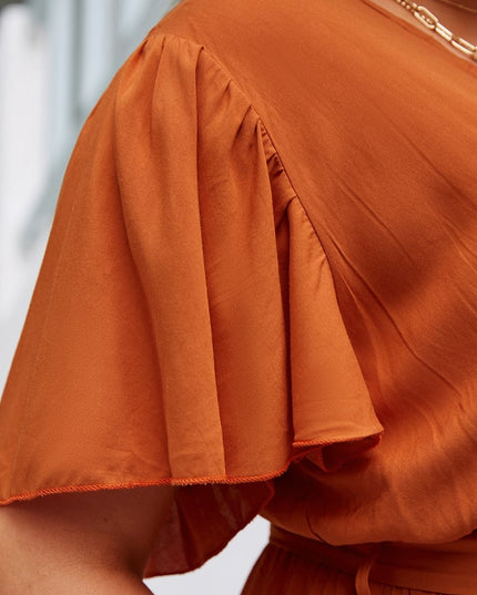 Sukienka plus size midi letnia z kopertowym dekoltem