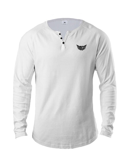 Męska koszulka z długim rękawem klasyczna z guzikami