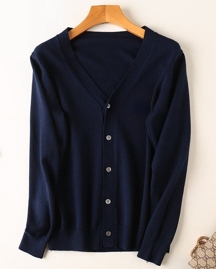 Męski sweter typu kardigan z dekoltem w serek