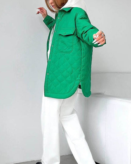 Damska kurtka zimowa pikowana wiązana w talii z kołnierzem