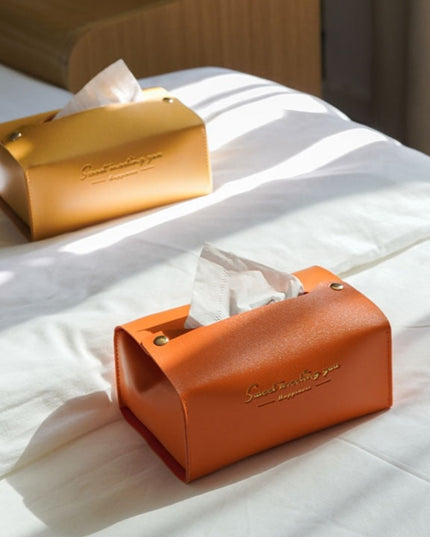 Pudełko na chusteczki skórzane w jasnych kolorach