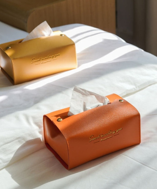 Pudełko na chusteczki skórzane w jasnych kolorach