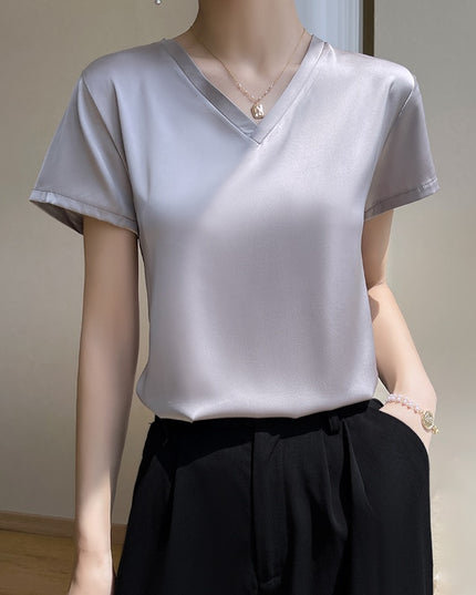 Damski T-shirt z satynowej tkaniny