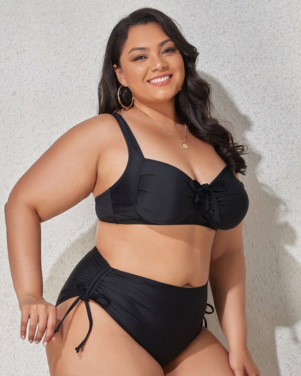 Dwuczęściowy strój kąpielowy plus size bikini z wiązaniem