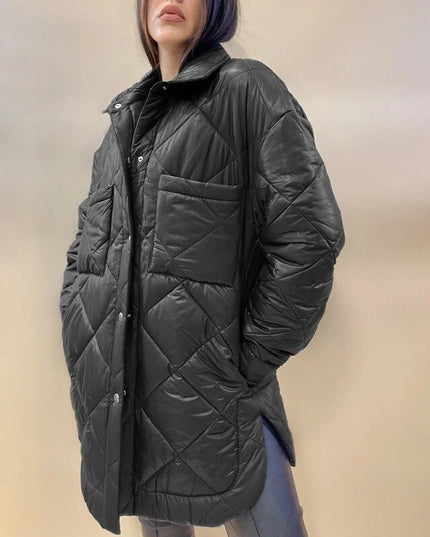 Damska kurtka zimowa pikowana z kieszeniami