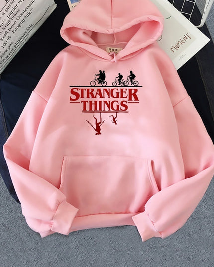 Damska bluza z kapturem z napisem STRANGER THINGS